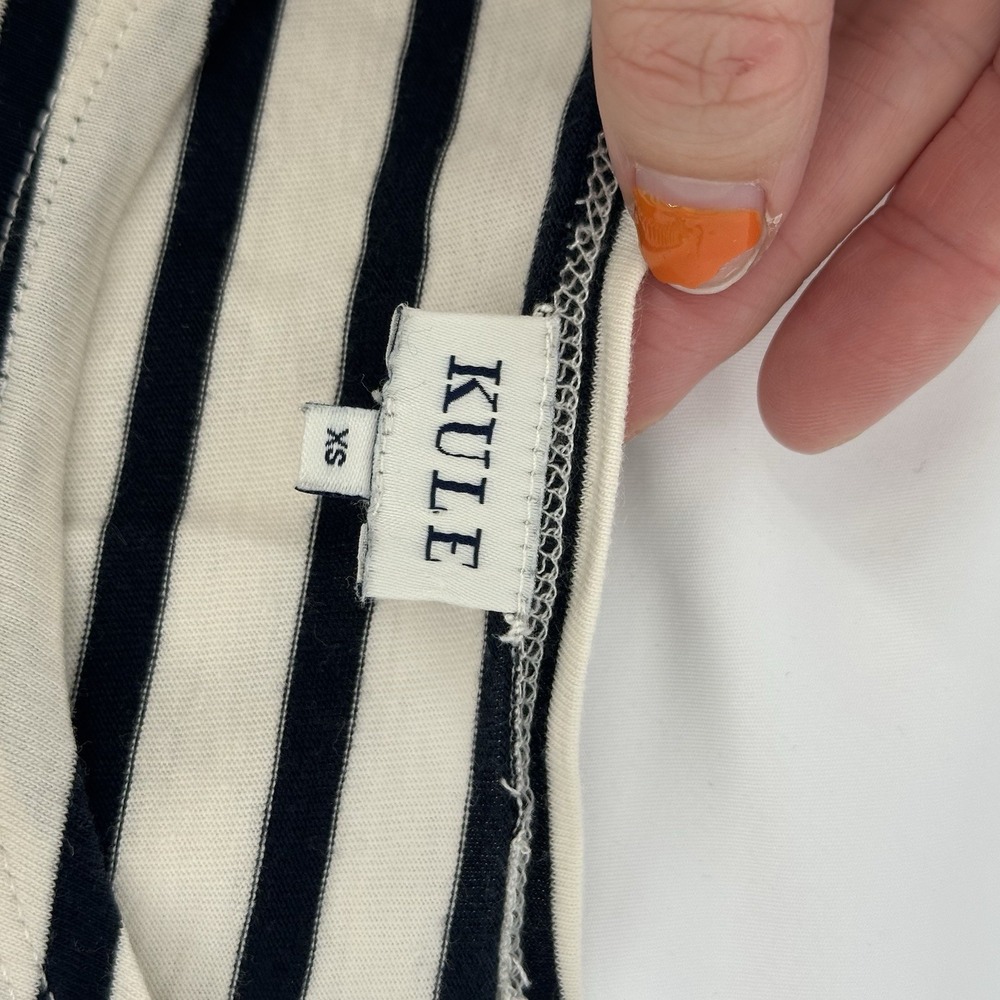 Kule Womens Sz XS 100% Cotton Short Sleeve Black White Striped Mini Shirt Dress‎ - Picture 4 of 7